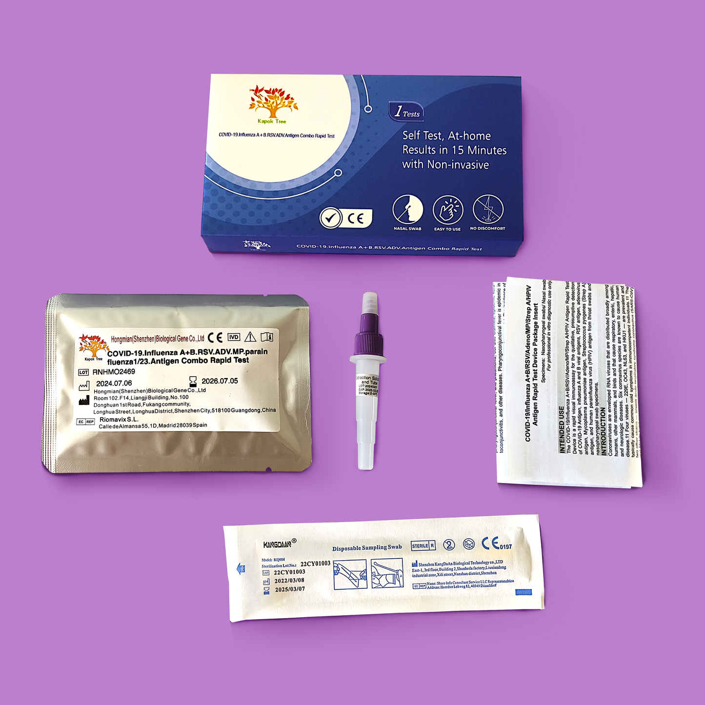 COVID-19 Influenza A+B RSV ADV MP Parainfluenza 1/23 Antigen Combo Rapid Test