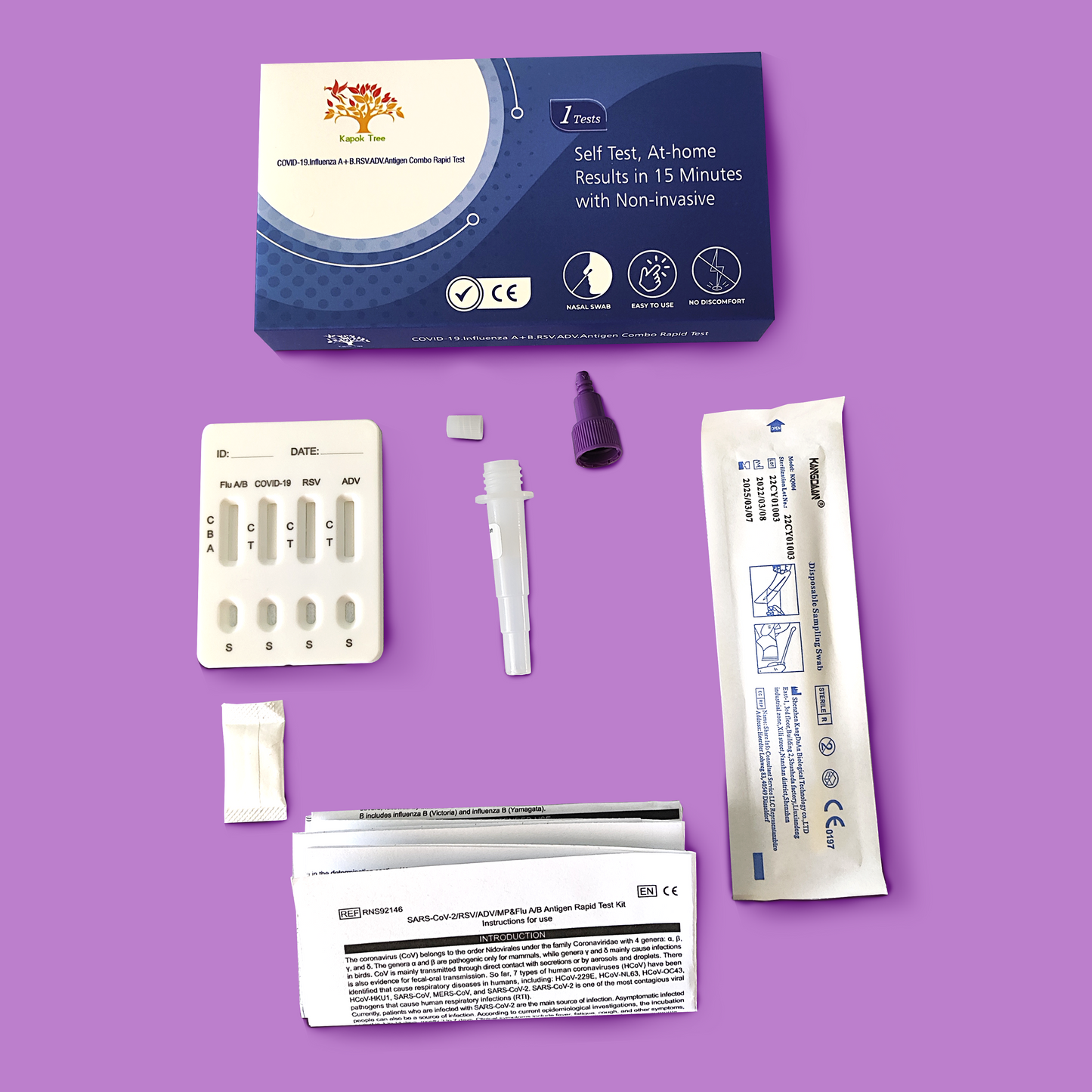 COVID-19.Influenza A+B.RSV.ADV.Antigen Combo Rapid Test