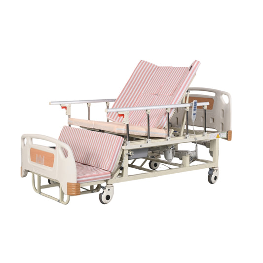 Semi-Electric 4-Function Hospital Bed Set for Home and Hospital Use with Mattress IV Pole and Side Rails